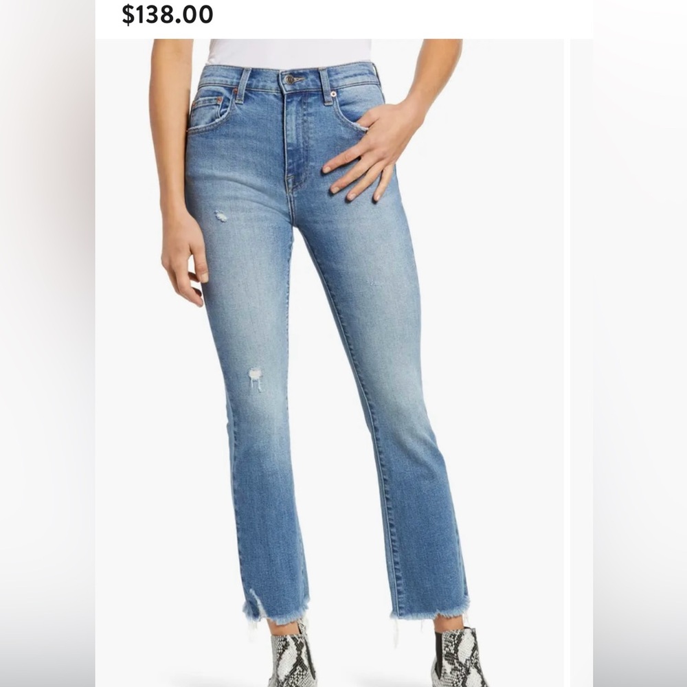 Lennon High Waist Chew Hem Crop Bootcut Jeans
